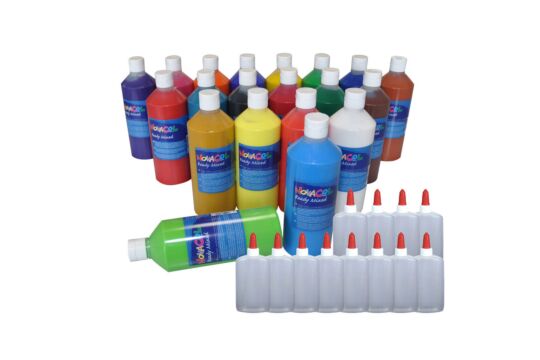 Plakatfarbe Ready Mixed Set 20 & 12 Dosierflaschen