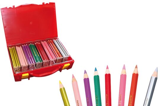 Buntstifte im Koffer lackiert, 192 Stück Pastellfarben