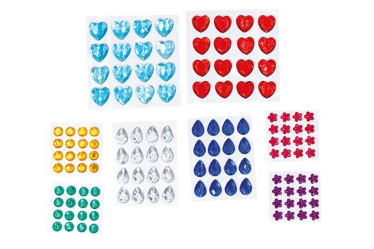 Edelsteine selbstklebend gemischt, 128 Stück