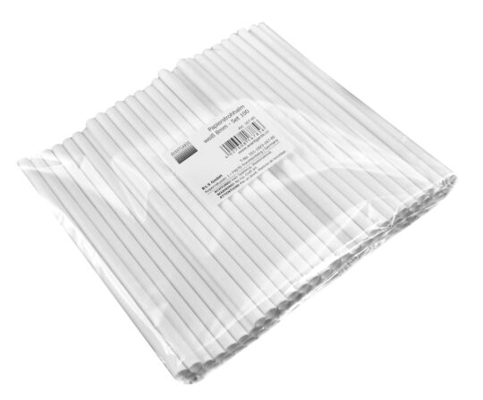 Papierstrohhalm weiß 8mm - Set 100