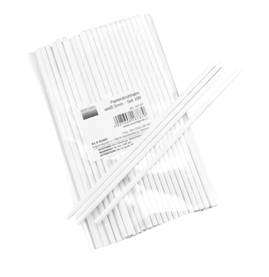 Papierstrohhalm weiß 5mm - Set 100