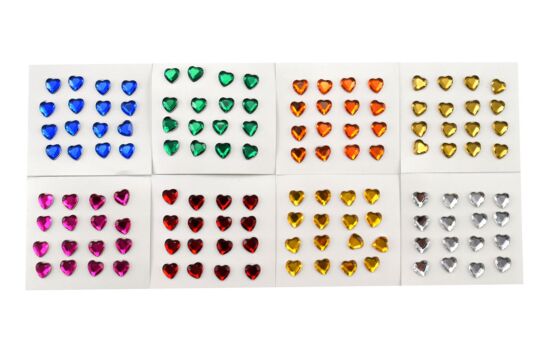 Sticker Edelsteine Herzen, 128 Stück