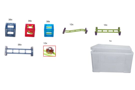 magnetische Kugelbahn Qvolution Maxi - Set 180 mit Box