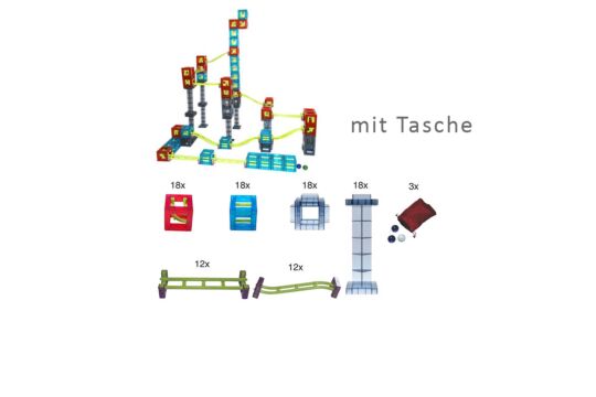 magnetische Kugelbahn Qvolution Einsteiger - Set 105 mit Tasche