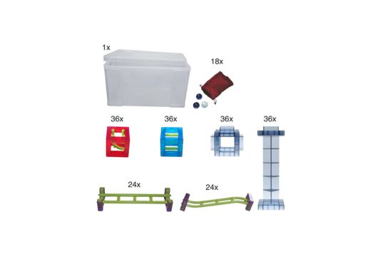 magnetische Kugelbahn Qvolution Einsteiger - Set 210 mit Box