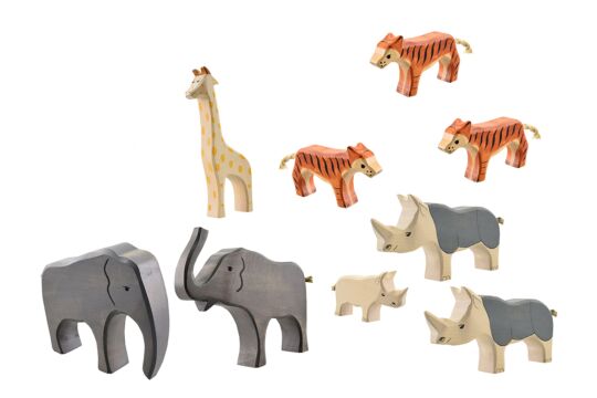 Holzspielfiguren Afrikatiere, 11 Stück